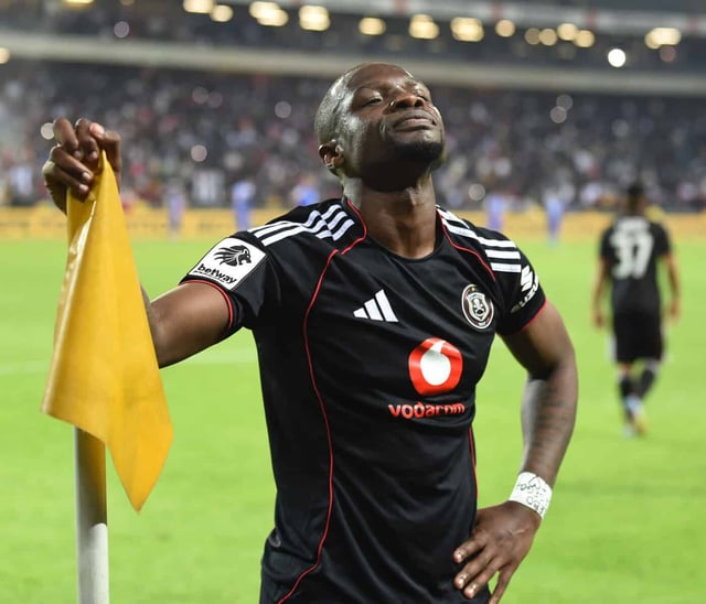 Tshegofatso Mabasa celebrates goal during the Betway Premiership 2025/26 match between Orlando Pirates and TS Galaxy at Orlando Stadium, in Soweto on Tuesday. Photo: Phakamisa Lensman/BackpagePix