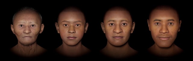 The reconstructions have neutral expressions to avoid interpretations about personalities