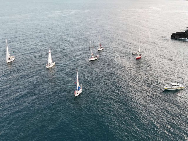 Vista de las navillas de la Flotilla Global por Gaza. (Reuters)