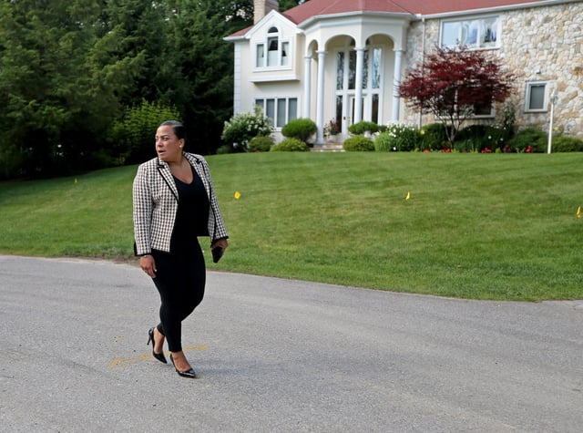 ANDOVER, MA - July 14, 2022:  United States Attorney for the District of Massachusetts Rachael Rollins arrives at a private home for a Democratic National Committee finance event hosted by First Lady Jill Biden at 22 Carter Lane in Andover, MA.  on  July 14, 2022.  (Staff Photo By Stuart Cahill/MediaNews Group/Boston Herald)