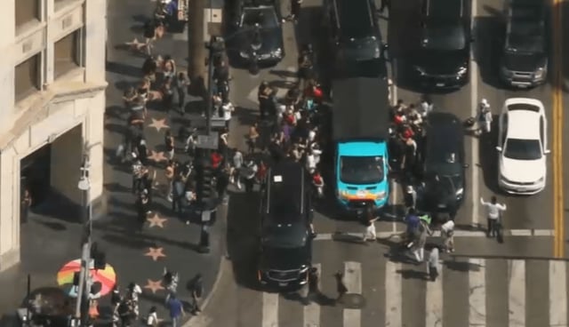 An appearance by livestreamer IShowSpeed aboard a tour van brought a crowd Tuesday to the heart of Hollywood.
