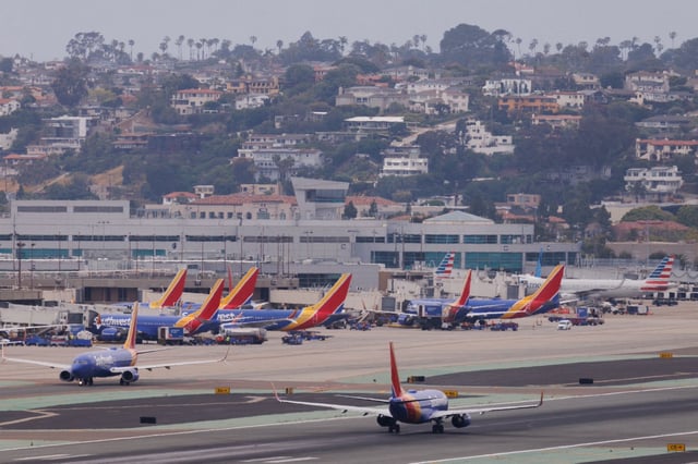 Southwest Airlines planes are show at San Diego International airport in San Diego, California, May 18, 2023.