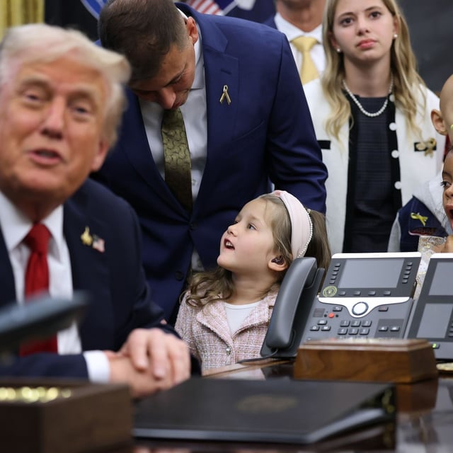President Donald Trump speaks before signing executive orders in the Oval Office at the White House on September 30, 2025 in Washington. According to Trump, the executive order he was signing will accelerate pediatric cancer research, including by harnessing the power of artificial intelligence. (Photo by Win McNamee/Getty Images)
