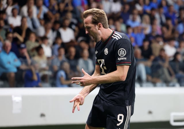 Soccer Football - UEFA Champions League - Pafos v Bayern Munich - Alphamega Stadium, Kolossi, Cyprus - September 30, 2025 Bayern Munich's Harry Kane celebrates scoring their first goal REUTERS/Yiannis Kourtoglou
