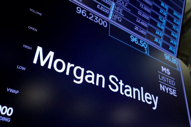 The logo for Morgan Stanley is seen on the trading floor at the New York Stock Exchange (NYSE) in Manhattan, New York City, U.S., August 3, 2021. REUTERS/Andrew Kelly/File Photo