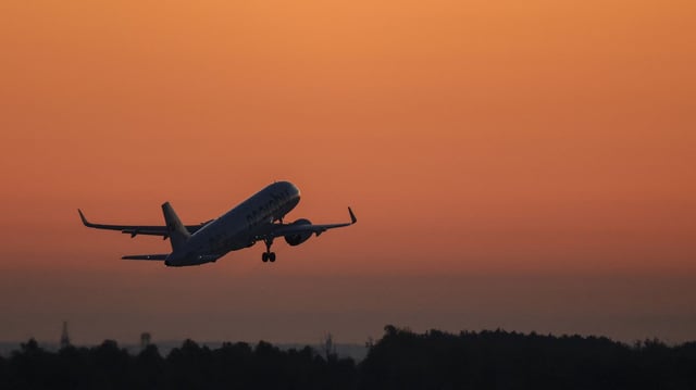 A Marabu airline plane takes off from Leipzig/Halle Airport. (Photo by Jan Woitas/picture alliance via Getty Images)