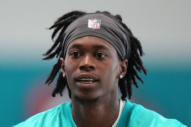 Miami Dolphins cornerback Cam Smith jogs during practice at NFL football minicamp, Tuesday, June 10, 2025, in Miami Gardens, Fla. (AP Photo/Rebecca Blackwell)