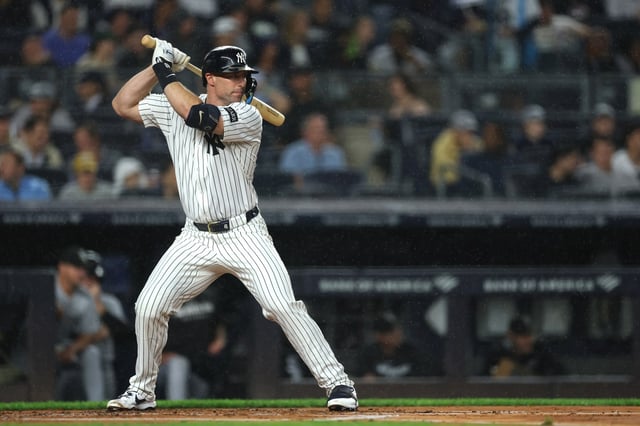 NEW YORK, NEW YORK - SEPTEMBER 24: Paul Goldschmidt #48 of the New York Yankees stands at bat during the firs inning against the Chicago White Sox at Yankee Stadium on September 24, 2025 in the Bronx borough of New York City. (Photo by Ishika Samant/Getty Images)
