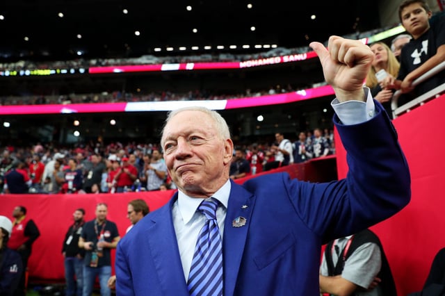 Dallas Cowboys owner Jerry Jones at NRG Stadium, Houston, February 5. Jones has called time on any Cowboys player kneeling during the national anthem.