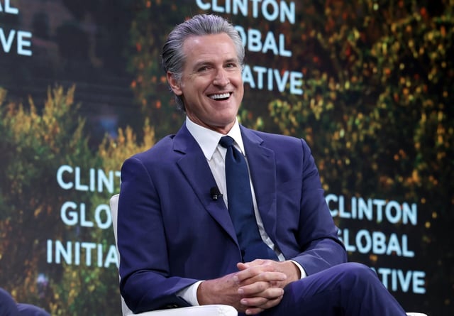 California Gov. Gavin Newsom speaks onstage during the Clinton Global Initiative 2025 Annual Meeting at New York Hilton Midtown on September 24, 2025 in New York City.  (Photo by JP Yim/Getty Images for Clinton Global Initiative)