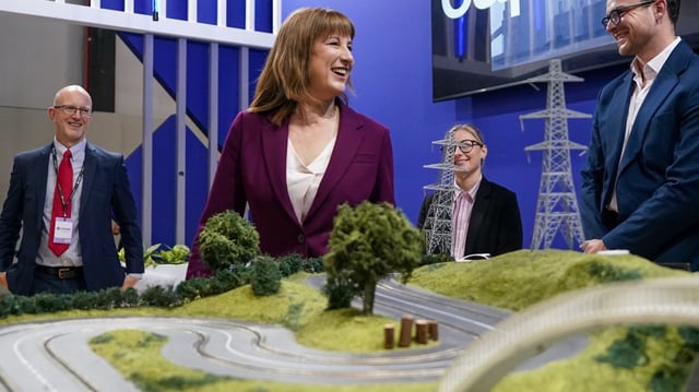 Rachel Reeves visits some of the stands at the Labour Party conference in Liverpool