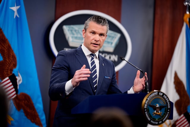 U.S. Defense Secretary Pete Hegseth speaks during a news conference at the Pentagon on June 22, 2025 in Arlington, Virginia.