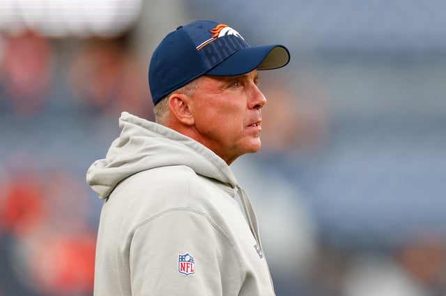Head coach Sean Payton of the Denver Broncos walks on the field before a game against the Cincinnati Bengals at Empower Field at Mile High on September 29, 2025 in Denver, Colorado.