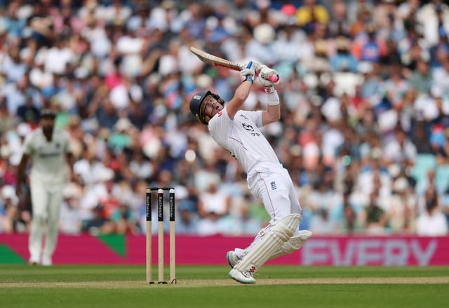 Cricket - International Test Match Series - Fifth Test - England v India - Kia Oval, London, Britain - August 3, 2025 England's Ollie Pope in action Action Images via Reuters/Paul Childs