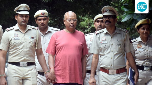 Self-styled 'godman' Swami Chaitanyananda Saraswati arrested by Delhi Police in connection with an alleged sexual harassment case, at Vasant Kunj in New Delhi, 