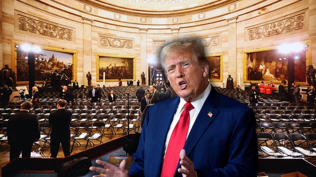 Donald Trump completará su regreso a la Casa Blanca jurando el cargo en la Rotonda del Capitolio. Foto: Especial (EFE y AP)