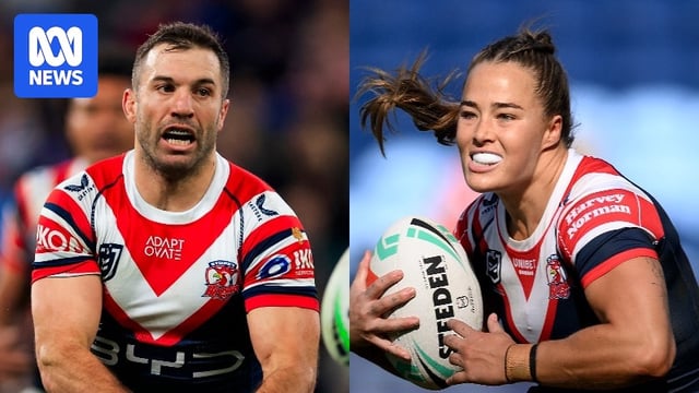 A compositie image of NRL player James Tedesco and NRLW player Isabelle Kelly