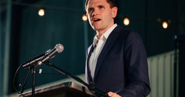 State Rep. James Talarico, D-Austin, speaks during the Hays County Democrats' annual gala at Dripping Springs Ranch Park on Sunday, August 24, 2025.