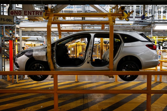 A vehicle is pictured on a production line at Vauxhall car factory in Ellesmere Port, Britain July 6, 2021. REUTERS/Phil Noble