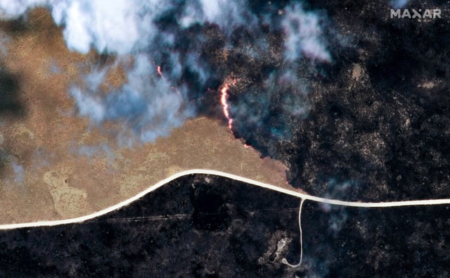 A satellite image shows an overview of Namibia, where wildfires have scorched over a third of Etosha National Park, September 26, 2025. Maxar Technologies/Handout via REUTERS