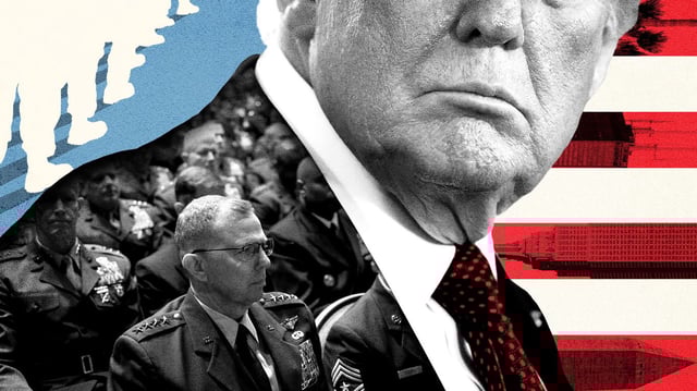 Photo illustration: Sarah Grillo/Axios. Photos: Jim Watson/AFP, Win McNamee via Getty Images