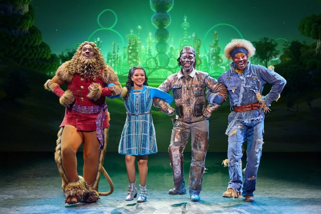 Cal Mitchell (from left), Dana Cimone, D. Jerome and Elijah Ahmad Lewis portray the familiar quartet who are off to see The Wizard of Oz in the national tour of "The Wiz," now playing at the Dr. Phillips Center for the Performing Arts in Orlando. (Courtesy Jeremy Daniel via Dr. Phillips Center)