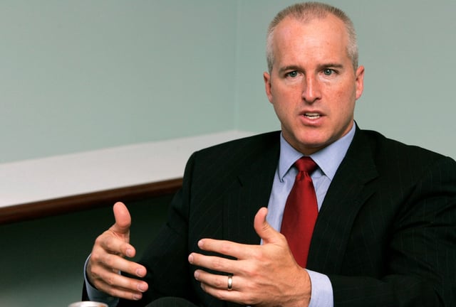Abiomed, Inc., CEO Michael Minogue speaks at company headquarters about the AbioCor artificial heart Wednesday, Sept. 6, 2006, in Danvers, Mass. The Food and Drug Administration granted Abiomed Inc., a humanitarian exemption on Tuesday,  allowing it to sell the AbioCor devices. The hearts would be used only in patients who are close to death and have no other treatment options.