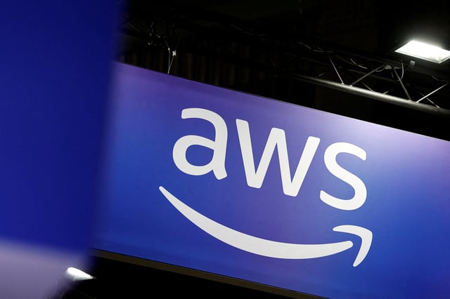 A logo for Amazon Web Services (AWS) is seen at the Viva Technology conference dedicated to innovation and startups at Porte de Versailles exhibition center in Paris, France, June 12, 2025. REUTERS/Benoit Tessier/File Photo