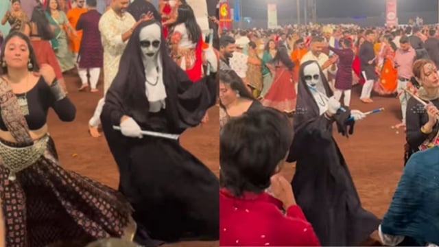 'It's Not Navaratri, It's Nun-Ratri:' Viral Video Shows Woman Dressed As 'The Nun' Playing Garba In Bhopal; Netizens Spark Memefest