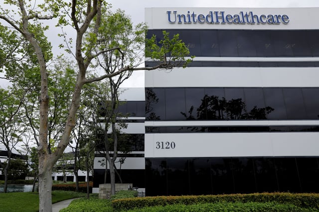 The corporate logo of UnitedHealthcare, the insurance unit of UnitedHealth Group, appears on the side of one of their office buildings in Santa Ana, California, U.S., April 13, 2020. REUTERS/Mike Blake   REFILE - CORRECTING COMPANY NAME FROM "UNITEDHEALTH GROUP" TO "UNITEDHEALTHCARE, THE INSURANCE UNIT OF UNITEDHEALTH GROUP".