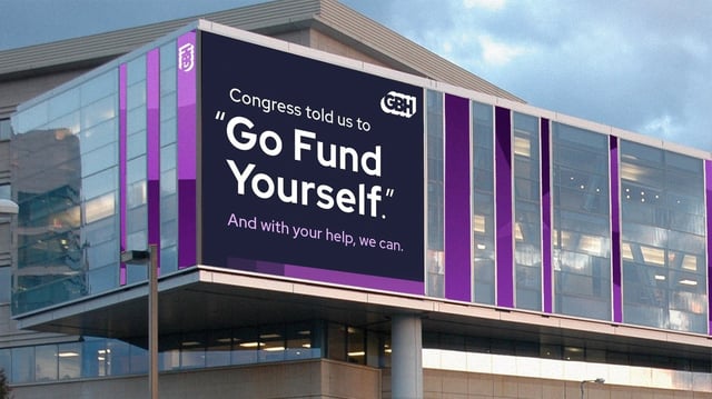 GBH created a digital mural using the slogan for its Fund the Future campaign.