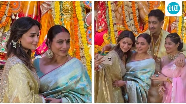 Alia Bhatt with Rani Mukerji, Tanishaa Mukerji and Ayan Banerjee.
