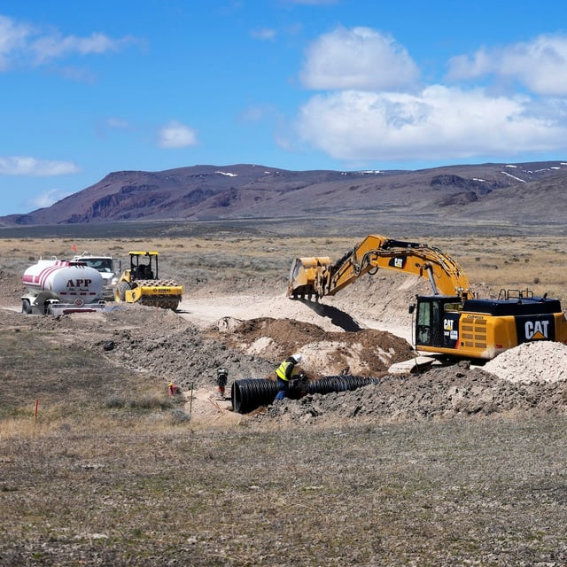 FILE - Construction continues at the Thacker Pass lithium mine on April 24, 2023, near Orovada, Nev. The Biden administration has agreed to provide a $2.26 billion conditional loan to Lithium Americas, Thursday, March 14, 2024,  to help cover construction costs of a processing facility at its giant lithium mine in the works in northern Nevada near the Oregon line. (AP Photo/ Rick Bowmer, File)