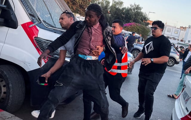 Law enforcement officers detain a protester as the country experiences the fourth consecutive day of youth-led demonstrations demanding better education and healthcare, in Rabat, Morocco, September 30, 2025. REUTERS/Ahmed El Jechtimi