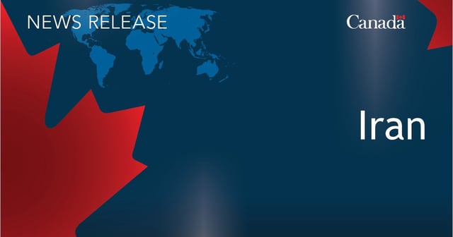 Image of the map of the world, with half of the maple leaf, and the Canada logo, with the following text overlayed: Iran
