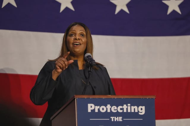 Attorney General Letitia James hosts a town hall at SUNY Westchester Community College.