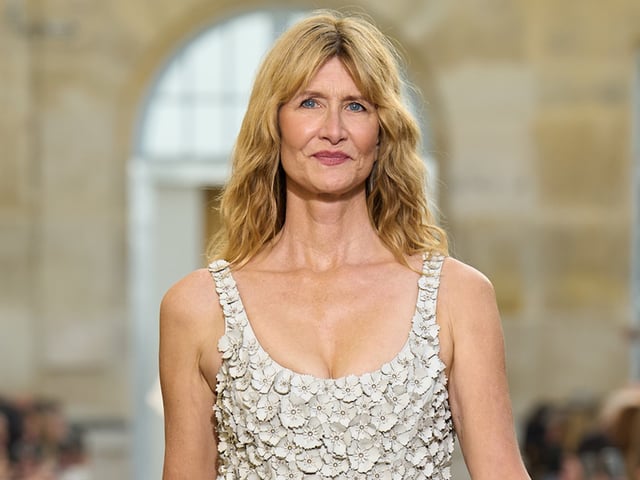 Laura Dern started the Gabriela Hearst Paris Fashion Week show in a white dress and sandals