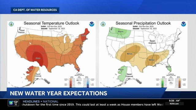 The Department of Water Resources releases outlook for the new Water Year and the forecast is mixed for California.