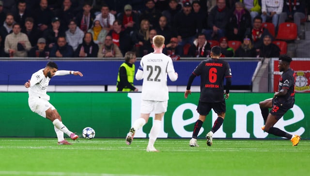 Soccer Football - UEFA Champions League - Bayer Leverkusen v PSV Eindhoven - BayArena, Leverkusen, Germany - October 1, 2025 PSV Eindhoven's Ismael Saibari scores their first goal REUTERS/Thilo Schmuelgen