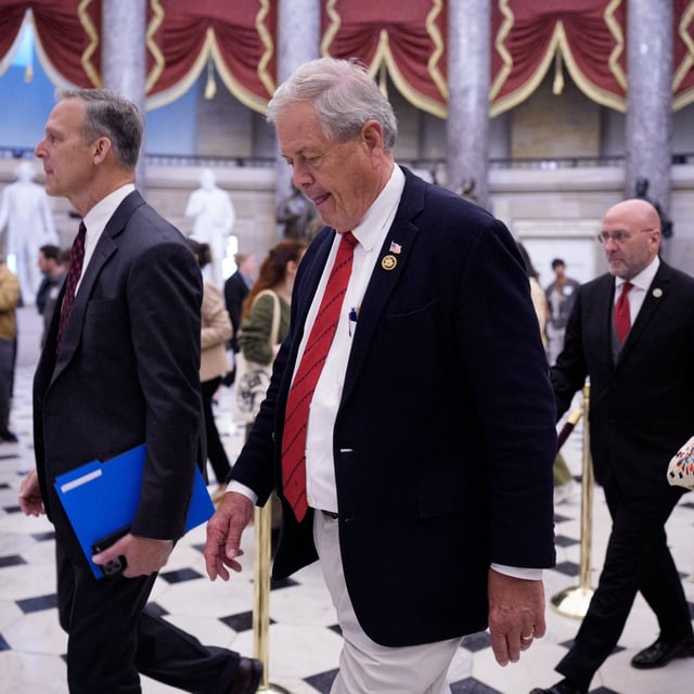 WASHINGTON, DC - MAY 21: (L-R) House Freedom Caucus members Rep. Scott Perry (R-PA), Rep. Ralph Norman (R-SC), and Rep. Clay Higgins (R-LA) leave the office of Speaker of the House Mike Johnson (R-LA) during ongoing negotiations between House leadership, the White House and the House Freedom Caucus on the "One, Big, Beautiful Bill" at the U.S. Capitol Building on May 21, 2025 in Washington, DC. The House Rules Committee continues to debate President Trump's tax and economic reform package as House Republicans attempt to bring the bill to the floor sometime this week for a vote. (Photo by Andrew Harnik/Getty Images)