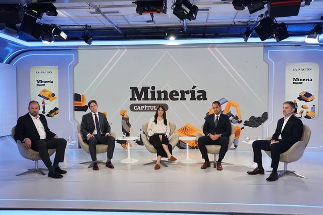Alejandro Moro (Eramine Sudamérica), Ignacio Costa (Rio Tinto), Marcelo Álvarez (Veladero) y Simón Pérez Alsina (Exar), moderados por Sofía Diamante (LA NACION)