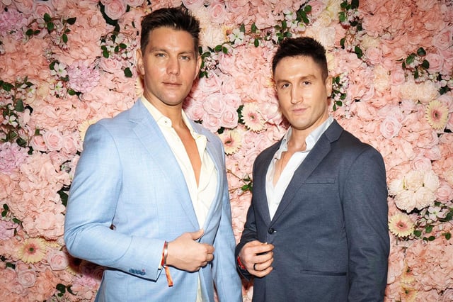 Don Hood, left, and Jacob Zieben attend a Kentucky Derby party in New York in 2024.
