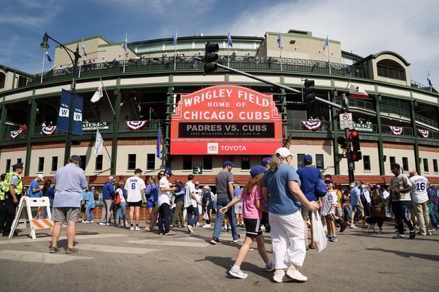 CHICAGO, ILLINOIS – OCTOBER 01: A general view outside of the stadium prior to the game between the San Diego Padres and the Chicago Cubs in game two of the National League Wild Card Series at Wrigley Field on October 01, 2025 in Chicago, Illinois.  (Photo by Michael Reaves/Getty Images)
