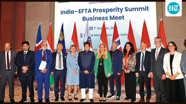 Union minister Piyush Goyal with officials and business persons of India and EFTA countries at the Prosperity Summit. (X-SECO_StateSec)
