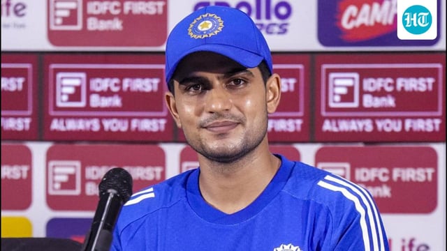 India skipper Shubman Gill adressing the media ahead of the first Test against West Indies in Ahmedabad on Wednesday. (PTI)