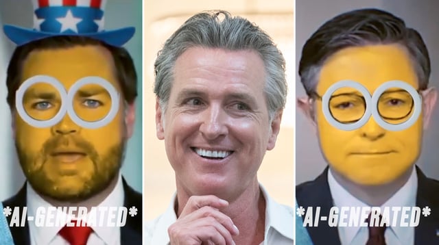 JD Vance, Gavin Newsom, and Mike Johnson.