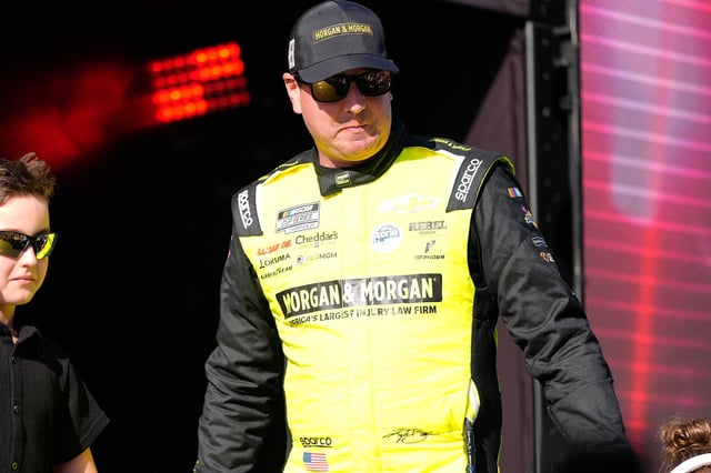 Aug 31, 2025; Darlington, South Carolina, USA; NASCAR Cup Series driver Kyle Busch (8) during the Cookouts Southern 500 at Darlington Raceway. Mandatory Credit: Jim Dedmon-Imagn Images