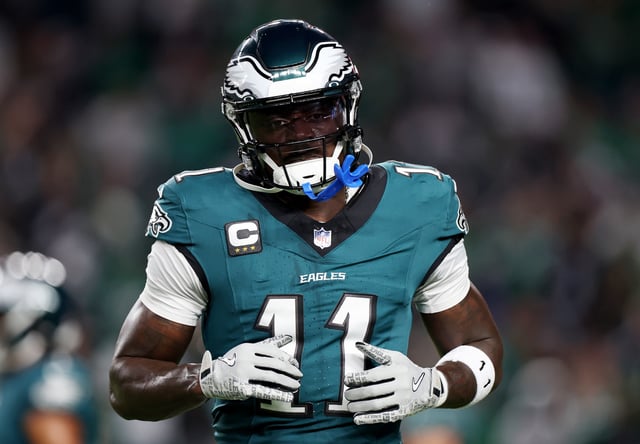 PHILADELPHIA, PENNSYLVANIA - SEPTEMBER 04: A.J. Brown #11 of the Philadelphia Eagles warms up before the NFL 2025 game between Dallas Cowboys and Philadelphia Eagles at Lincoln Financial Field on September 04, 2025 in Philadelphia, Pennsylvania. (Photo by Emilee Chinn/Getty Images)