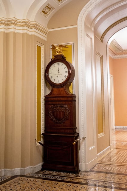 The Ohio Clock after striking midnight at the US Capitol on Wednesday.