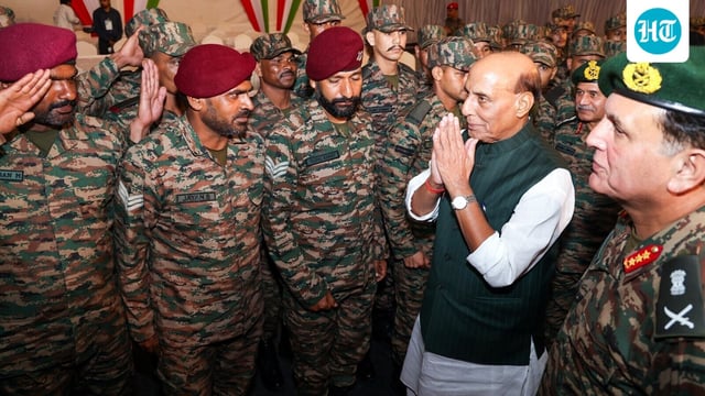 Rajnath Singh also performed the Shastra Pooja of the L-70 Air Defence Gun at the Bhuj Military base